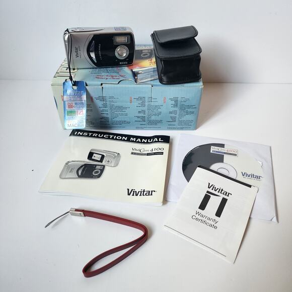 Vivitar Vivicam 4100 Digital Camera 4x Zoom Silver 4.0 MP Box Case Strap - Picture 1 of 9